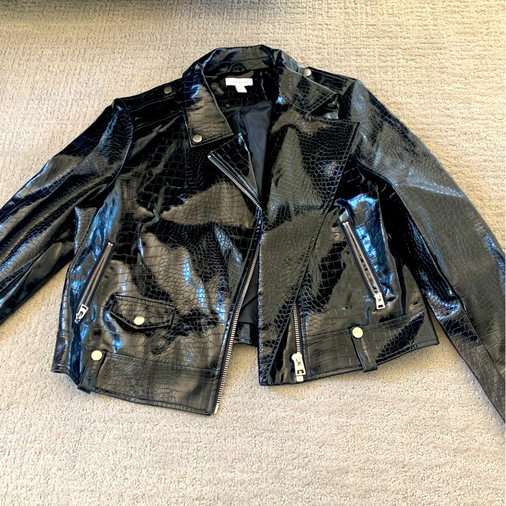 Topshop Crocodile Print Pleather Jacket